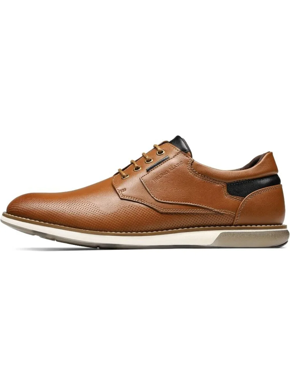 Men's Tan Leather Shock-absorbent Lace-Up Oxfords Derby Dress Sneakers Shoes